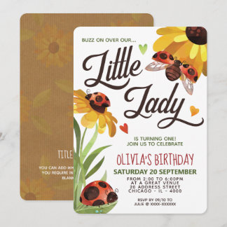 Modern Lady Bug Birthday Uitnodiging