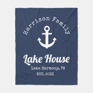 Modern Lake House Familienaam Fleece Blanket Deken
