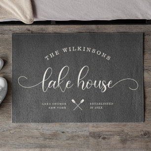 Modern Lake House Family Name Brush Gray Deurmat