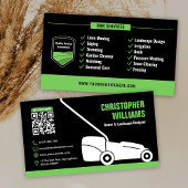 Modern Landscaping Lawn Mowing Black Green QR Code Visitekaartje