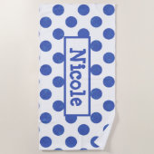 Modern Large Blue Polka Dot Personalized Strandlaken (Voorkant)
