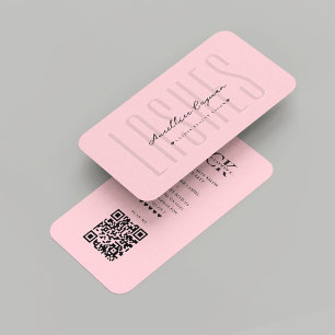 Modern Lash Lashes Beauty Salon Roze Monogram Visitekaartje