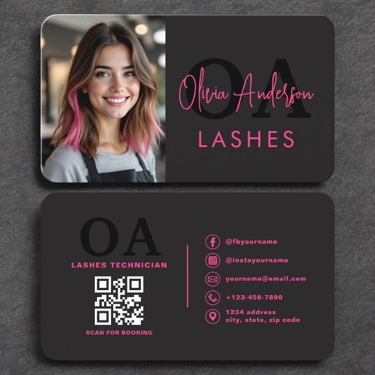 Modern Lash Tech QR Code Photo Visitekaartje