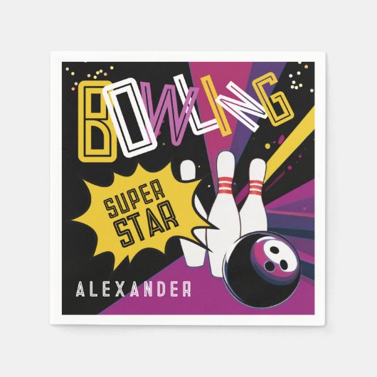 Modern laten we opvallen kleurrijke roze bowling p servet (Voorkant)