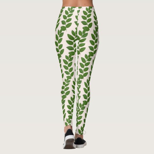Modern Laurel Leaf Pattern op Ivory Leggings (Achterkant)