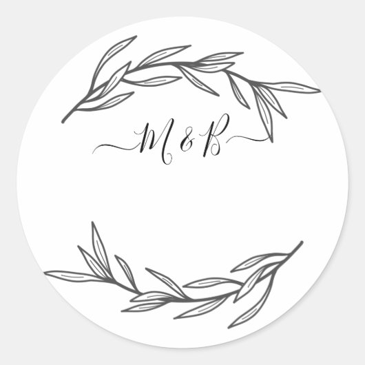 Modern Laurel Leaf Script Ronde Sticker (Voorkant)