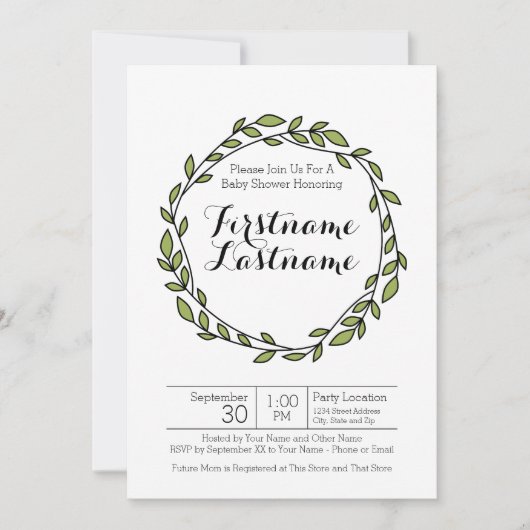 Modern Laurel Wreath Pattern Baby shower Kaart (Voorkant)