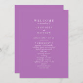 Modern Lavendel bruiloft programma (Voorkant / Achterkant)