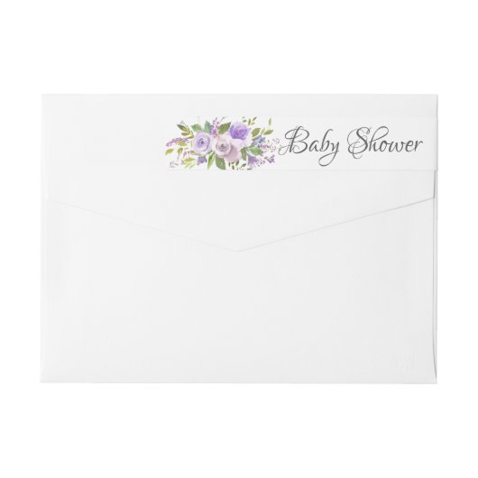 Modern Lavendel Flowers Baby shower label (Achterkant)
