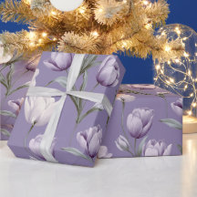 Modern Lavendel Tulp Wit Bloemmotief