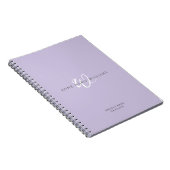 Modern Lavendel Witte Script Monogram Notitieboek (Rechterzijde)