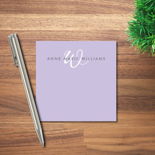 Modern Lavendel Witte Script Monogram Post-it® Notes