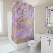Modern Lavender en Gold Marble Douchegordijn (In situ)