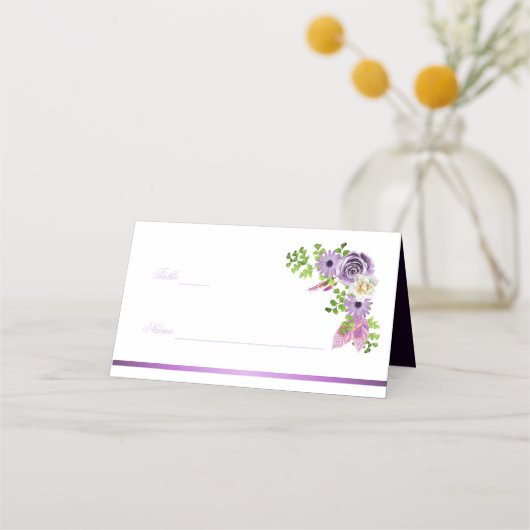 Modern Lavender Floral Wedding Place Card (Voorkant)