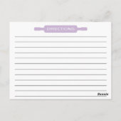 Modern Lavender Kitchen Utils Recipe Card Briefkaart (Achterkant)
