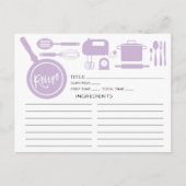 Modern Lavender Kitchen Utils Recipe Card Briefkaart (Voorkant)