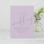 Modern Lavender Muted Script Minimal Wedding Kaart (Staand voorkant)