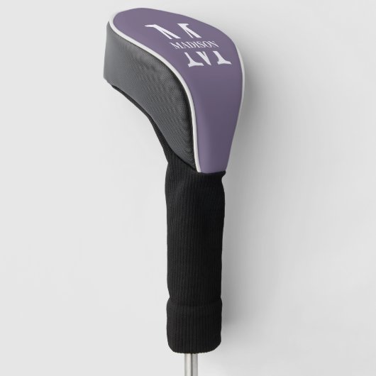 Modern Lavender Paars Minimalist Monogram Naam Golfheadcover (Schuin)