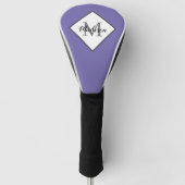 Modern Lavender Paars Script Monogram naam Golfheadcover (Voorkant)