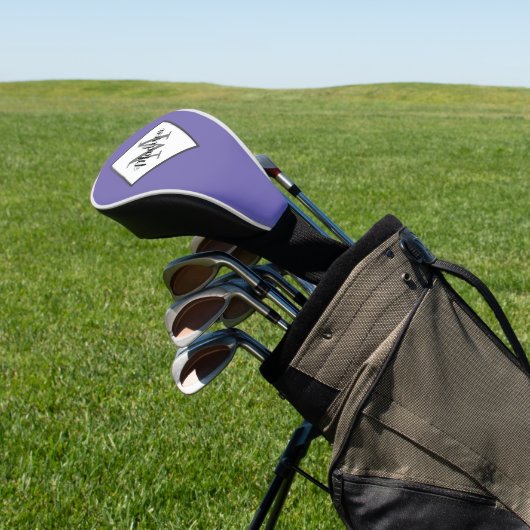Modern Lavender Paars Script Monogram naam Golfheadcover (Insitu)