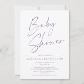 Modern Lavender Paars Simple Script Baby shower Kaart (Voorkant)