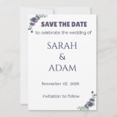 Modern Lavender Rose Wedding Save the Date Card (Devant)