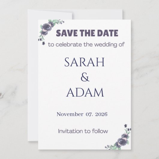 Modern Lavender Rose Wedding Save the Date Card (Devant)