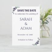 Modern Lavender Rose Wedding Save the Date Card (Debout devant)