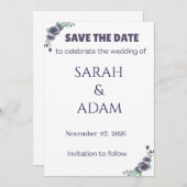 Modern Lavender Rose Wedding Save the Date Card (Devant / Derrière)