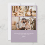 Modern lavender script chic 6 foto's verloving aankondiging (Achterkant)
