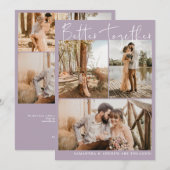Modern lavender script chic 6 foto's verloving aankondiging (Voorkant / Achterkant)