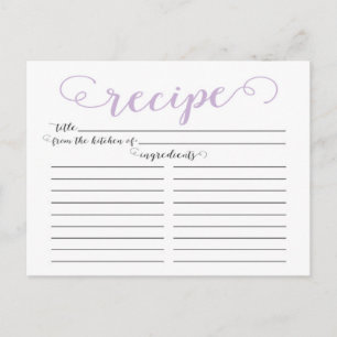 Modern Lavender Script Vrijgezellenfeest Recept Ka Briefkaart