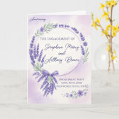 Modern Lavender Typography Engagement Party Invite Kaart (Gele Bloem)