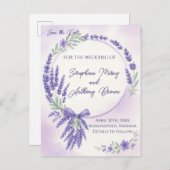 Modern Lavender Typography Save the Date Postcard Aankondigingskaart (Voorkant / Achterkant)