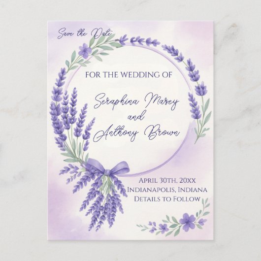 Modern Lavender Typography Save the Date Postcard Aankondigingskaart (Voorkant)
