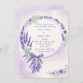 Modern Lavender Typography Wreath Wedding Invite Kaart (Voorkant / Achterkant)