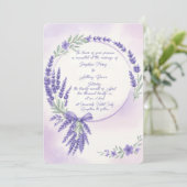 Modern Lavender Typography Wreath Wedding Invite Kaart (Staand voorkant)