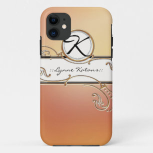 Modern Lavish Elegant Sinaasappel Pink Jewel Monog iPhone 11 Hoesje