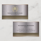 Modern Lawyer Attorney Gold en Silver Courthouse Visitekaartje (Voorkant / Achterkant)