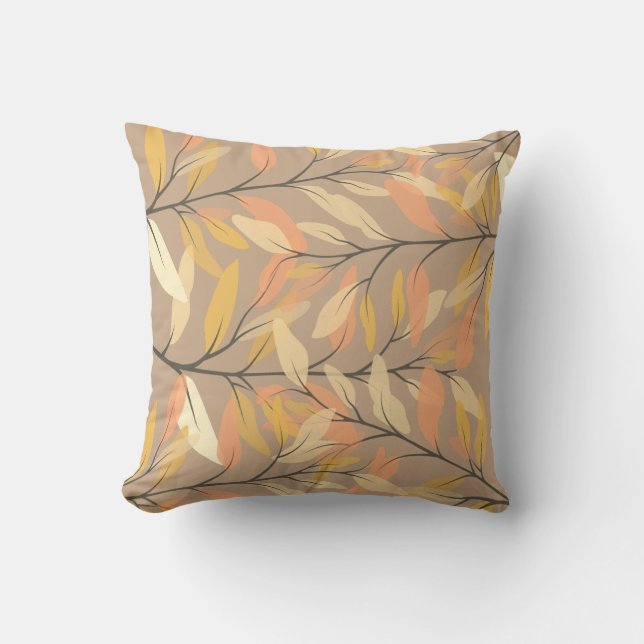 Modern Leaf and Branch Autumn Pattern Kussen (Voorkant)