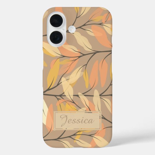 Modern Leaf and Branch Autumn Pattern Personalized Case-Mate iPhone Case (Achterkant)
