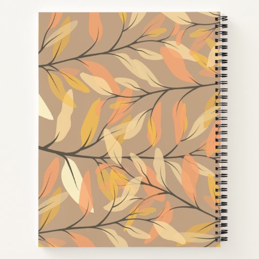 Modern Leaf and Branch Autumn Pattern Personalized Notitieboek (Achterkant)