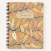 Modern Leaf and Branch Autumn Pattern Personalized Notitieboek (Voorkant)