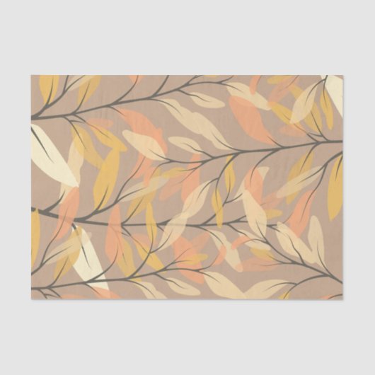 Modern Leaf and Branch Autumn Pattern Tissuepapier (Voorkant)