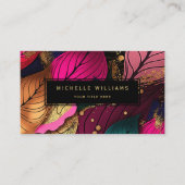 Modern Leaf Gold Abstract Visitekaartje (Voorkant)