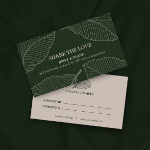 Modern Leaf Pattern Logo Business Reference Card Aanbevelingskaartje