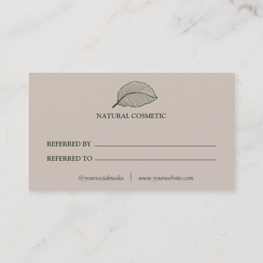 Modern Leaf Pattern Logo Business Reference Card Aanbevelingskaartje (Achterkant)