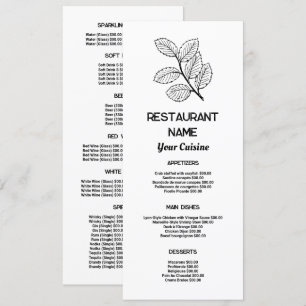 Modern Leaf, Restaurant Slimline Menu
