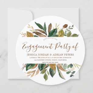 Modern Leaf Wreath Rustic Herfst Engagement Party Kaart