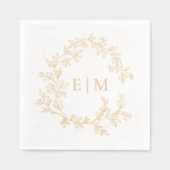 Modern Leafy Crest Eenvoudige Monogrammed Wedding Folie Servetten (Voorkant)